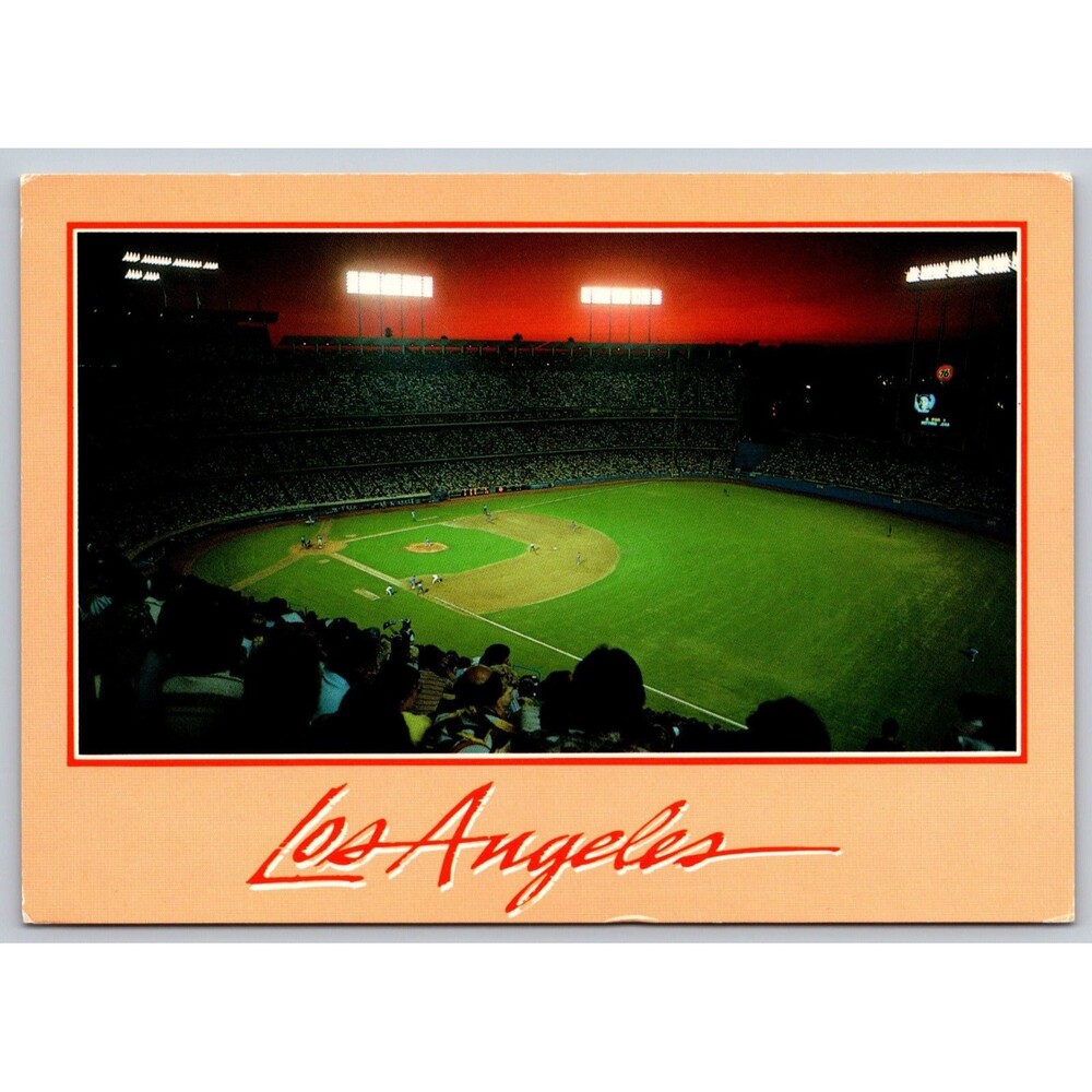 Dodger Stadium Los Angeles Baseball Vintage Postcard Bill Ross West Light 4x6 CA